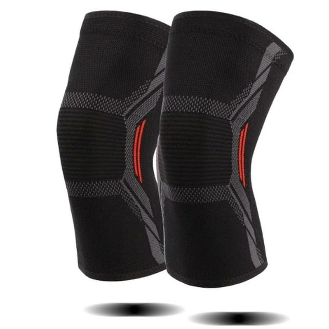 Professional Knee Brace 1 Pair - Non-Slip Sports Knee Protector for Men and Women, Size L, Red, Comfort and Support.