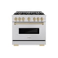 thumbnail image 2 of ZLINE Autograph Edition 36 in. 5.2 cu. ft. Classic Gas Range with 6 Burner Cooktop and Convection Gas Oven in Stainless Steel and Champagne Bronze Accents (CGRZ-36-CB), 2 of 2