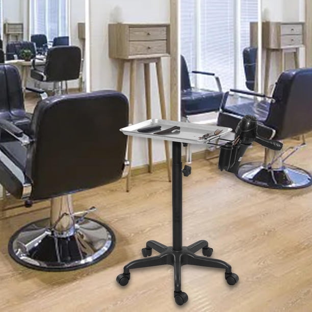 Carro de Salón de Belleza, Carrito Móvil de Maquillaje, Carrito de Esteticista Ajustable Multifuncional para Peluquería, SPA con Soporte para Secador argén