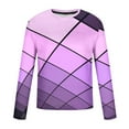 thumbnail image 5 of DeHolifer Mens T-Shirts Graphic Geometric Printed Crewneck Long Sleeve Pullover T-Shirt Casual Fashion Sweatshirts Purple S, 5 of 5
