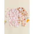 thumbnail image 3 of RUINIXCW Newborn Baby Girl Halloween Pajamas Outfit Romper Fall Winter Clothes Girls PJS Set Sleepwear Infant Ghost Pumpkin Print Lapel Long Sleeve Button Down One Piece Jumpsuit Loungewear Homewear, 3 of 9