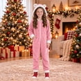 thumbnail image 5 of CUZIBR Toddler Bear Ear Onesie Girl Fuzzy Hooded Jumpsuit Pajamas Zip-Up Long Sleeve Funny Sleepwear,Pink,5-6 Years, 5 of 6