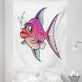 thumbnail image 1 of Fish Tapestry, Cartoon Style Smiling Female Goldfish with Plump Lips Underwater Comic, Fabric Wall Hanging Decor for Bedroom Living Room Dorm, 5 Sizes, Hot Pink Fuchsia Purple, by Ambesonne, 1 of 1