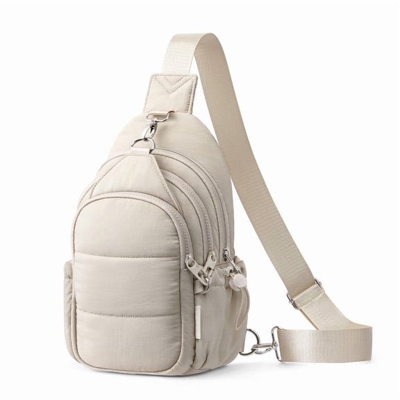 Topeast Sling Bag for Women Men, Small Crossbody Bags Adjustable Strap, Running Chest Fanny Pack for Travel Hiking, Travel Essentials for Him, White