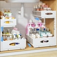 thumbnail image 1 of Under Sink Organizer, 2 Pack 2 Tier Pull Out Under Cabinet Organizer Shelf with Pad for Framed Cabinets, Metal Slide Out Under Sink Storage, Mesh Sliding Drawers for Kitchen Bathroom Laundry, White, 1 of 9