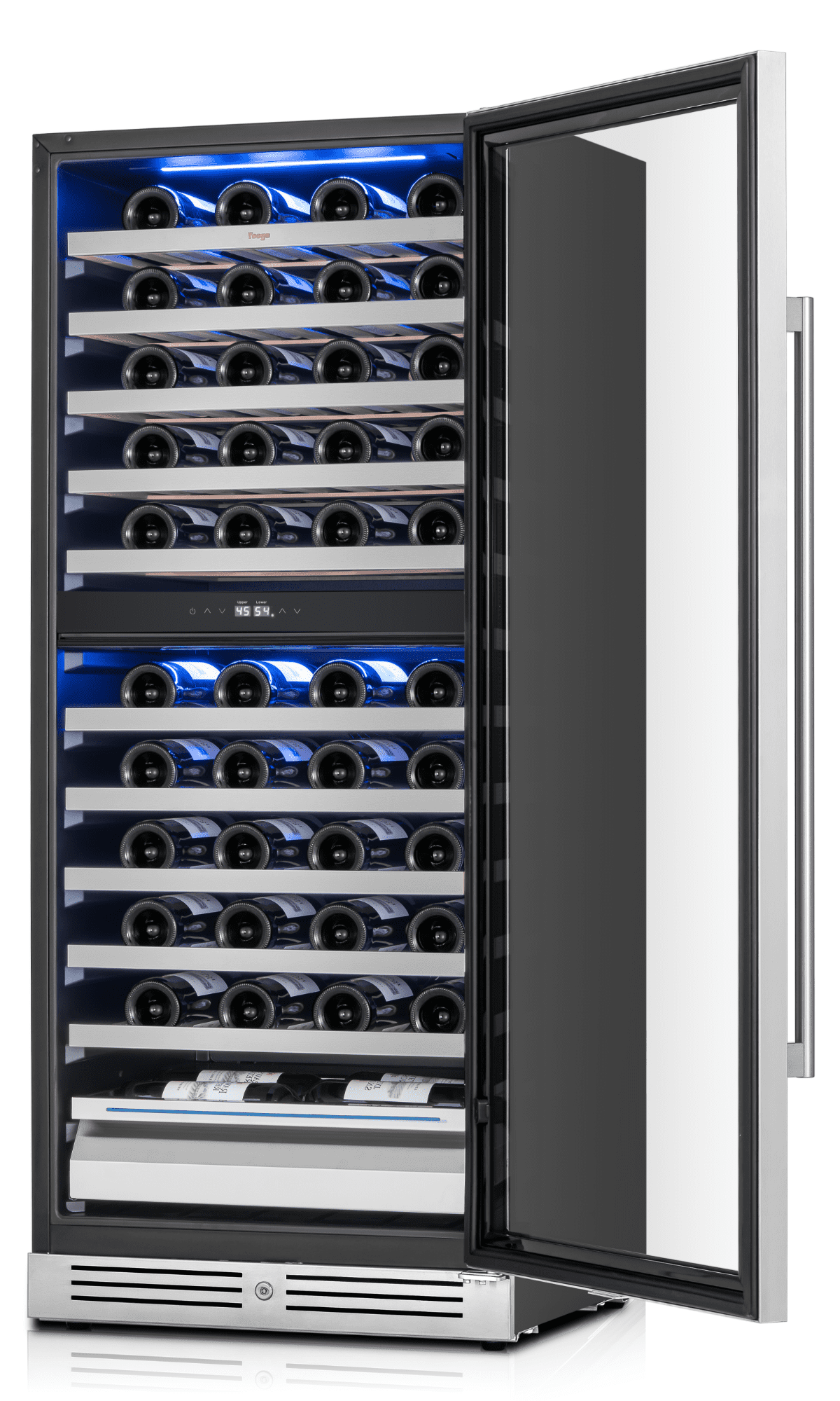 Yeego 24"  Full Size Wine Fridge, 89 Bottle Dual Zone Wine Refrigerator Freestanding & Built-in Cooler for Home Bar(Right-Opening)