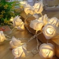 thumbnail image 6 of 5m 20Lights Battery Operated LED String Lights with White Roses, White Fairy Lights for Indoor Bedroom Wedding Party Home Decor, Romantic Flower Garland Ambient Lighting for Valentine Celebrations, 6 of 8
