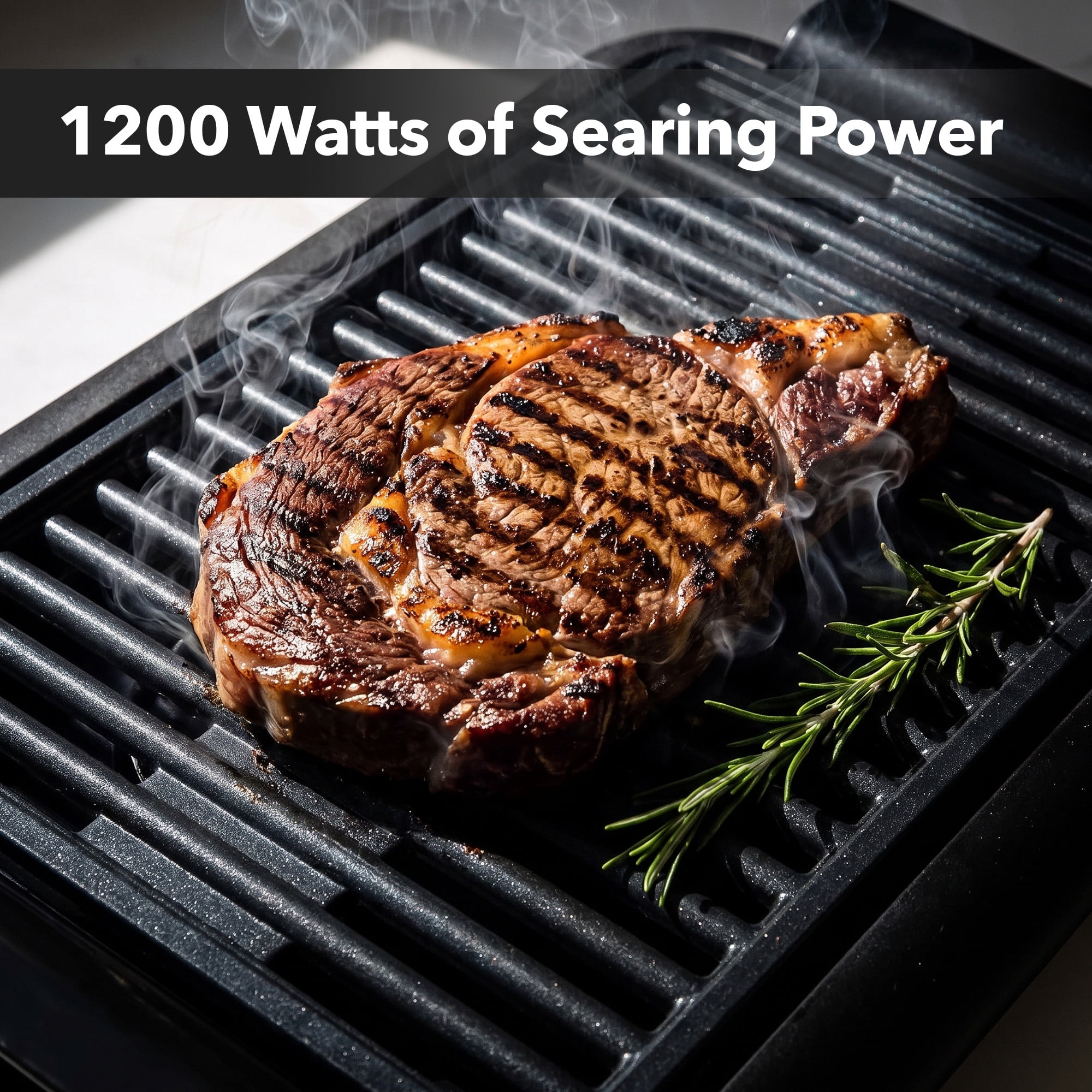 OVENTE Electric Indoor Grill, 15x10 Inch Non-Stick Plate, Black GD1510NLB | 1200W Fast Heat Up Power, Adjustable Temperature, Removable and Dishwasher Safe Grilling and Drip Tray