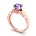 thumbnail image 2 of 1.06 ct Round Cut Simulated Alexandrite Solitaire with Accents Engagement Ring for Women in 18K Rose Gold, 2 of 5