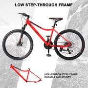 UBesGoo 24in Mountain Bike Shimano 21 Speed with Disc Brake, Red