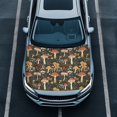 thumbnail image 2 of Uourmeti Elastic Car Hood Flag Cover for Sedans Pickup Trucks, UV Resistant Car Hood Cover, Removable Vintage Mushroom & Wild Floral Pattern Car Hood Cover Protector, 2 of 3