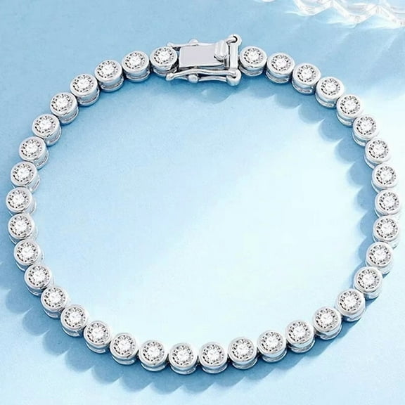 2/3mm VVS1 Lab-Created Diamond Bubble Tennis Bracelet for Men – 18K White Gold Plated, GRA Certified, Hip Hop Jewelry Gift