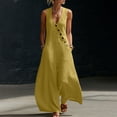 thumbnail image 2 of Guluxicc Womens Flowy Wide Leg Linen Jumpsuits Elegant Summer Sleeveless V Neck Rompers One Piece Beach Outfits with Pockets, 2 of 8