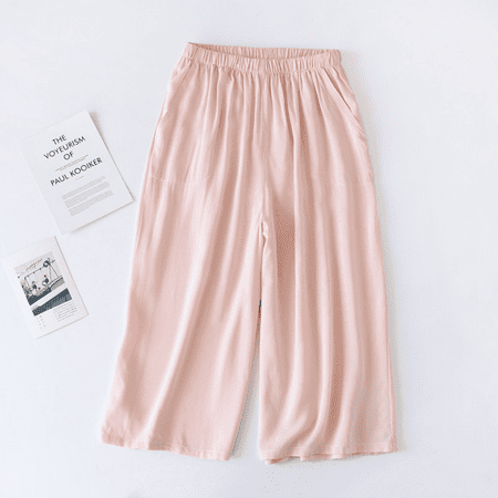 

Xerarch Capri Pants Women s Summer Thin Cool Cotton Pajamas Have Side Pockets To Wear Sunscreen Home Pants Wide Leg Anti Mosquito Home