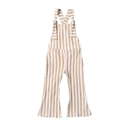 

Toddler Baby Girl One-Piece Striped Overalls Bib Pants Sleeveless Romper Jumpsuits Flare Pants