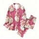thumbnail image 4 of Puyaiuu Women 2 Piece Christmas Satin Pajama Set Cute Print Long Shirt Loose Shorts Matching Set Loungewear Gift, 4 of 5