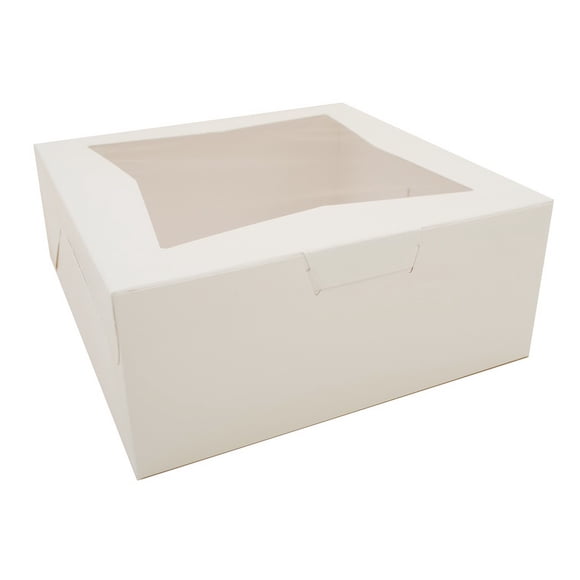 Southern Champion Tray 23073 Paperboard White Lock Corner Window Bakery Box, 12" Length x 12" Width x 5" Height (Case of 100)