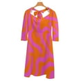 thumbnail image 6 of Pink Orange Swirling Abstract Design Sweetheart Knot Flared Dress Fashion Design Large Size Loose Dress Spring Summer Women Dress, 6 of 9