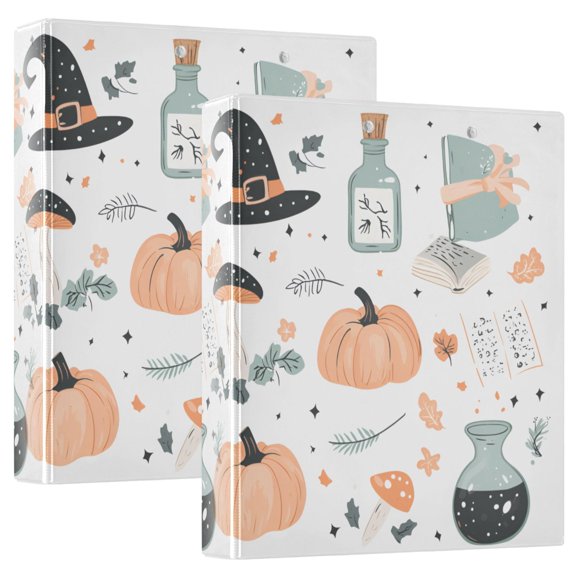 FORMRS 3 Ring Binder 1.5 inch with Pockets Set of 2 Clip Board 200 Sheets Capacity, Halloween Pumpkin