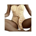 thumbnail image 2 of Franhais Summer Ladies One-piece Swimsuit, Adults Women Vertical Stripe Strapless Tie Up Sleeveless Backless Ruched Swimwear, 2 of 7