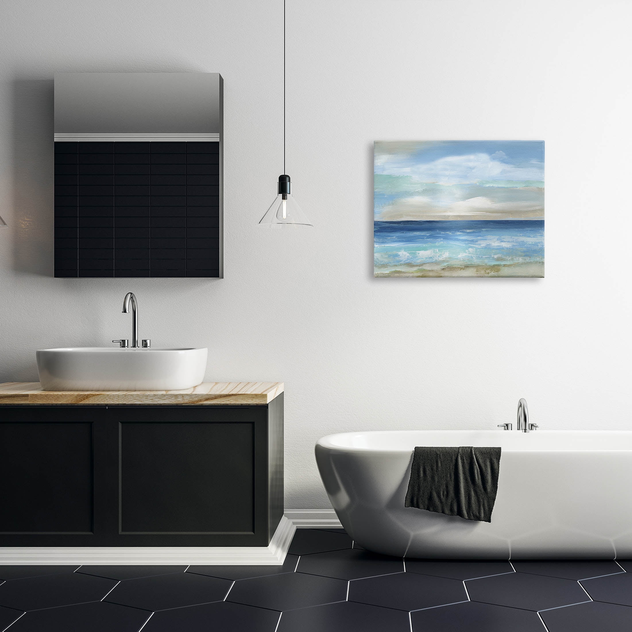Stupell Industries Crashing Ocean Ripples Scenery Painting Gallery Wrapped Canvas Print Wall Art, Design by Nan
