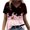 Pink, variant on Womens Print V-neck Tank Tops Short Sleeve Workout Shirts Casual Loose Tees