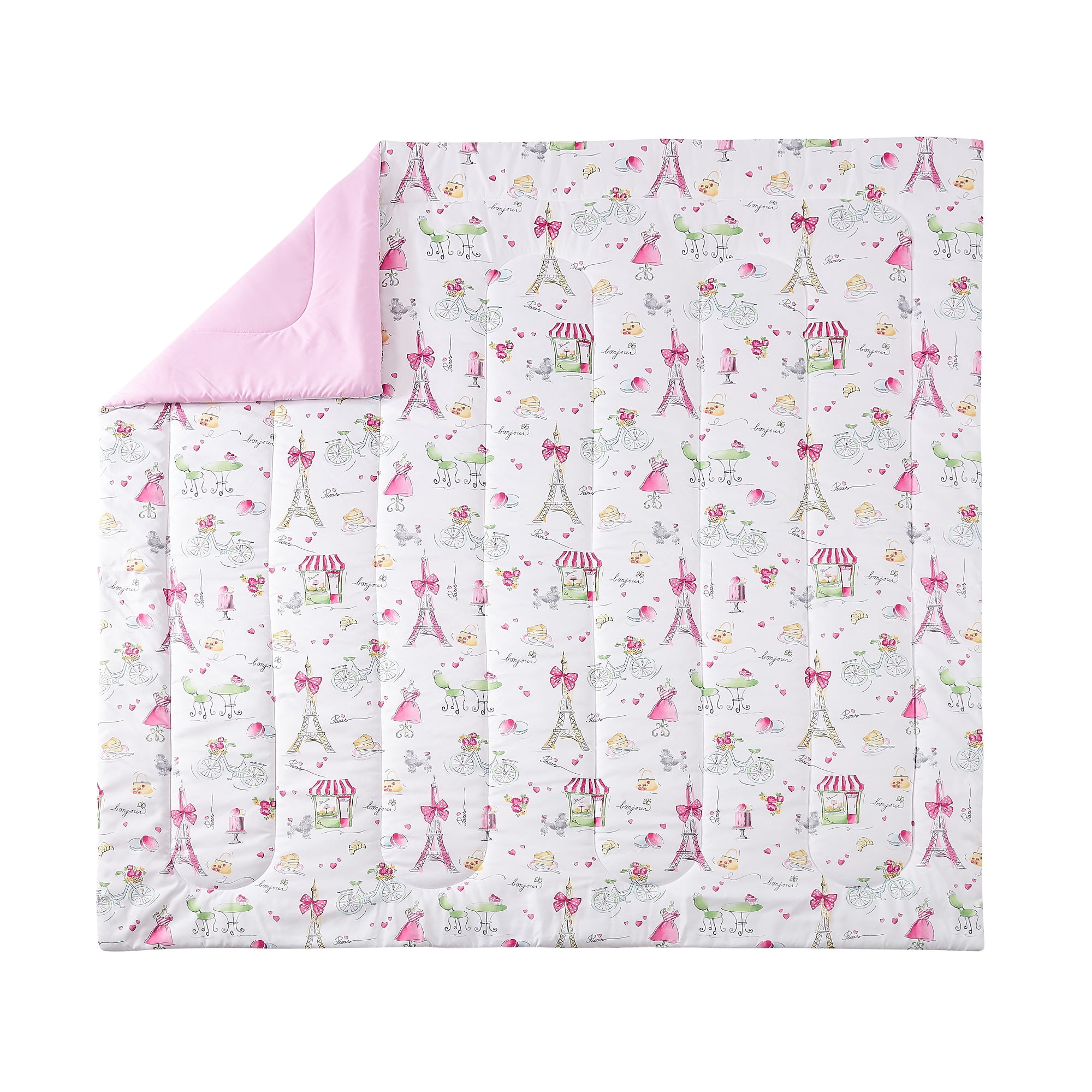Urban Playground Kids and Teens Pretty in Paris Pink 2-Piece Comforter Set, Twin/Twin XL