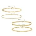 thumbnail image 1 of Juego de pulseras de cadena con cuentas de oro para mujer, chapado en oro real de 18 quilates, pulsera de eslabones de cadena de oro fino y delicado, pulseras de oro ajustables, joyería para mujeres, 1 of 5
