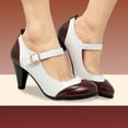 thumbnail image 4 of Chase & Chloe Women's Vintage-Inspired Mary Jane Pumps with Wingtip and Mid-Heel, 4 of 5