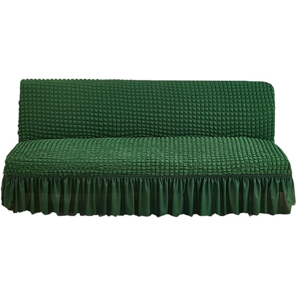 Stretch Armless Futon Cover with Skirt Jacquard Futon Sofa Bed Cover Machine Washable Futon Couch Slipcover Furniture Bed Protector with Elastic Bottom for Kids,Pets (Color : #27, Size : L:160-190cm