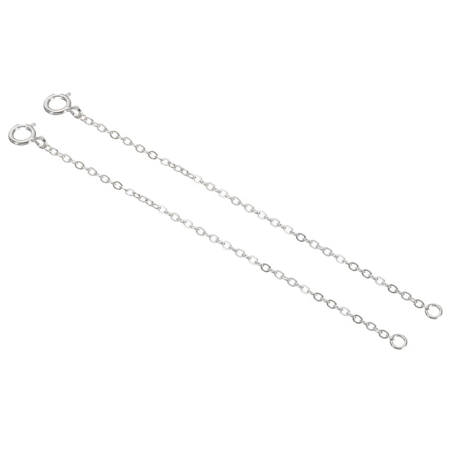 Unique Bargains 3 Inch S925 Silver Necklace Extender Gold Plated Chain Extenders Extension, Platinum 2 Pack