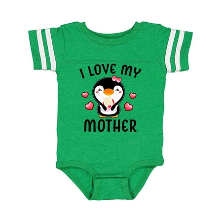 

Inktastic I Love My Mother with Cute Penguin and Hearts Gift Baby Girl Bodysuit