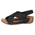 thumbnail image 1 of Bmisegm Sandales pour Femmes d'Été Rétro Unies en Cuir à Talon Compensé Épais à Semelle Épaisse Grande Pointure Sandales pour Femmes d'Été Noir 8, 1 of 9