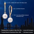 thumbnail image 2 of Gem Stone King 14K Yellow Gold Cultured Freshwater Pearl Earrings for Women 7MM White Round Shape Dangling | Fine Jewelry for Her Mom Women Wife, 2 of 5