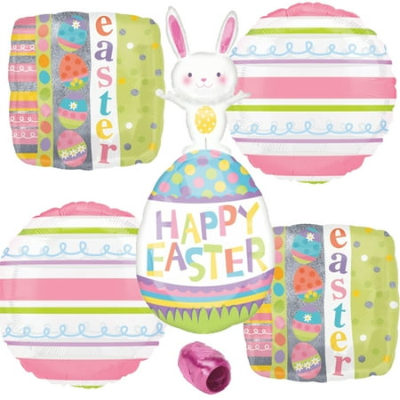 Veil Entertainment Bunny Rabbit Easter Egg Decorations 5pc Foil