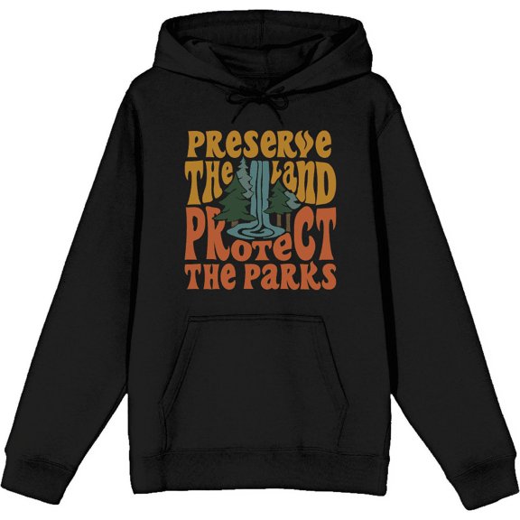 Elevation 7573 Preserve The Land, Protect The Parks Adult Black Long Sleeve Hoodie-Medium