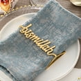 thumbnail image 4 of Napkin Rings- 6 Pcs Bismillah Letter Metal Napkin Ring Set Alphabet Napkin Buckles Holder Table Decor for Wedding, Party, Ramadan, Banquet (Silver/Golden), 4 of 7