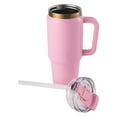 thumbnail image 5 of Thyme & Table 32 fl oz Stainless Steel Luna Tumbler with Handle and Dual Straw Lid, Pink, 5 of 10