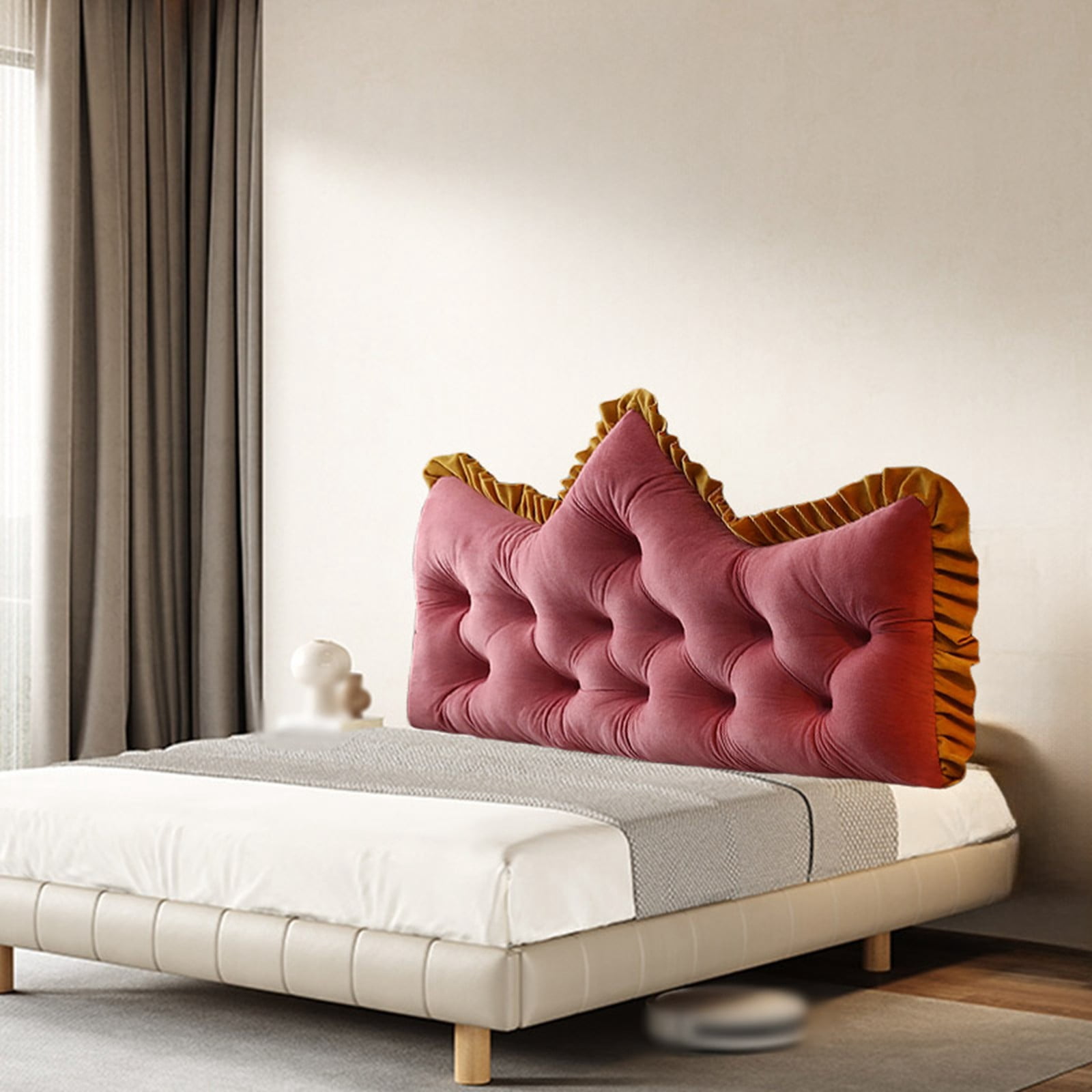 Velvet Headboard Wedge Pillow King Double Size Backrest Cushion for Bed with Removable Washable Cover Bedside Support Bolster Reading Pillow for Daybed Bunk Bed Dorm