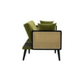 thumbnail image 5 of Twin Sleeper Sofa Bed with 2 Pillows, Velvet Convertible Futon Couch with Rattan Handrail, Multifunctional Upholstered Loveseat Sofa with 600LBS for Living Room, Bedroom, Office, Olive Green, 5 of 9