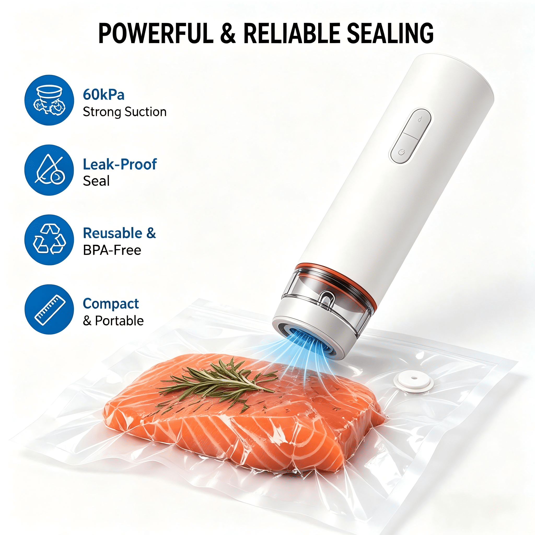 Efoee Handheld Vacuum Sealer, Compact Food Vacuum Sealer with 30 Reusable Bags for Sous-Vide,Meal Prep and Food Fresh Preservation for Kitchen