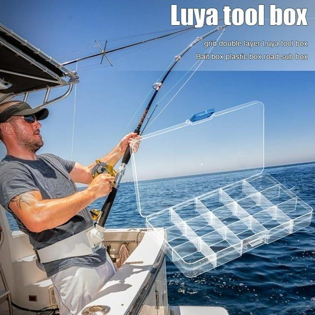 Tmvgtek Caja De Clasificación De Señuelos De Cebo De Doble Capa Organizador De Caja De Aparejos De Pesca (15 Ranuras)