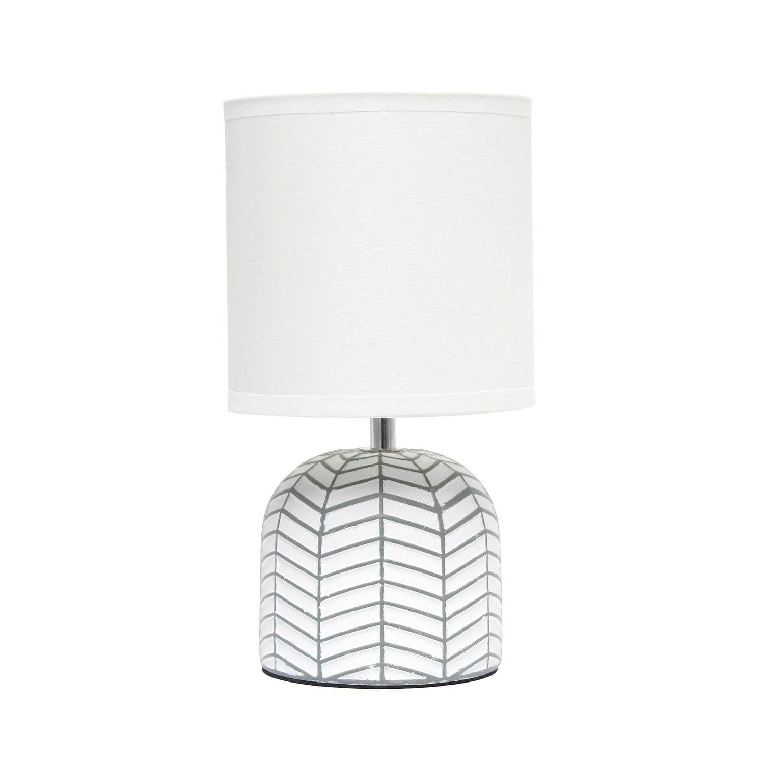 Simple Designs 10.43 "Petite Contemporaine Webbed Waves Base Lampe de chevet avec abat-jour en tissu blanc pour la décoration intérieure, la chambre à coucher, le salon, l’entrée, le bureau