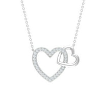 Rosec Jewels 1/4 CT Interlocking Heart Pendant Necklace with Diamond and Gold, 925 Sterling Silver