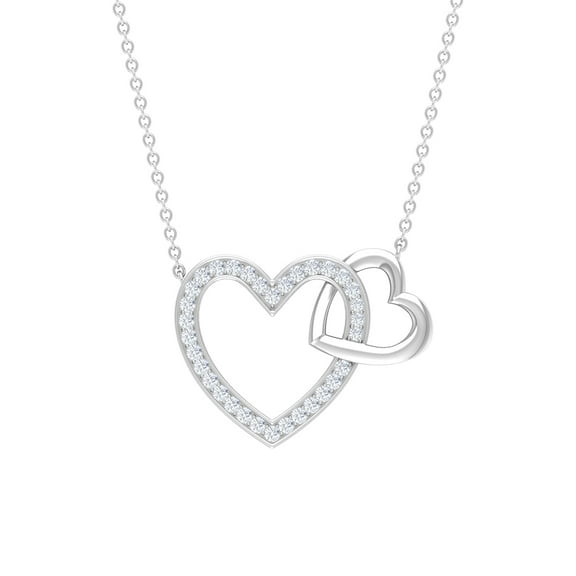 Rosec Jewels 1/4 CT Interlocking Heart Pendant Necklace with Diamond and Gold, 925 Sterling Silver