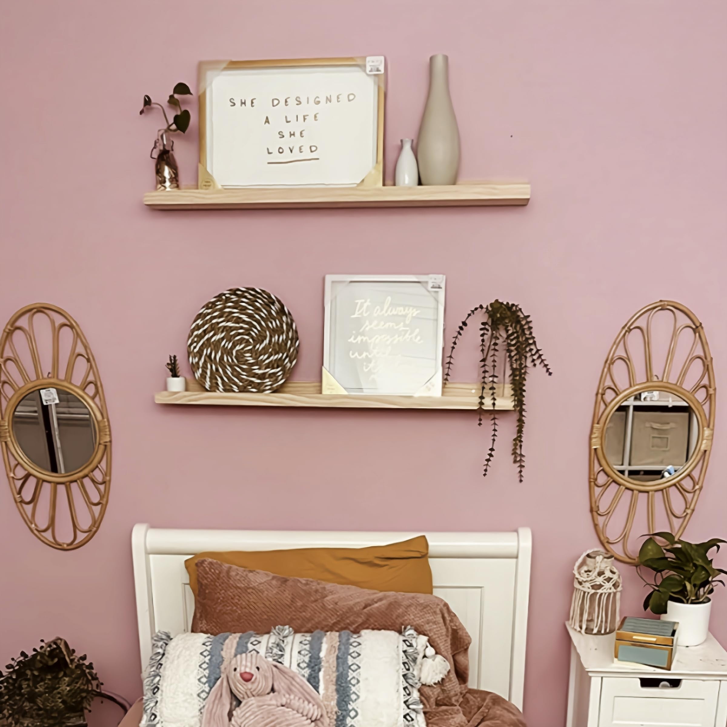 Wood Floating Shelves-wall Mounted Picture Shelf Photo Ledge For Frames & Albums Display-24 Inch Book Vinyl Record Bedroom  Bathroom Living Room Kitchen Decor