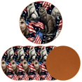 thumbnail image 2 of American Flag Set of 6 Round Microfiber Leather Coasters, 11x11 cm/4.3x4.3 in, Stylish Drink Coasters for Home and Office, and Easy to Clean, 2 of 6