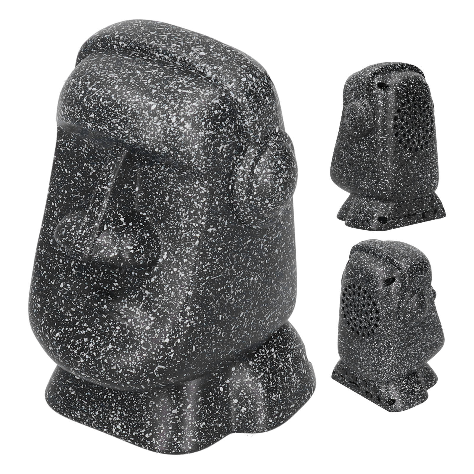 Riousery Moai Stone Portrait Bluetooth Speaker Subwoofer Stereo Wireless Loudspeaker USB Charging Black (4.72 in / 12 cm)