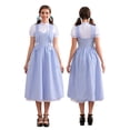 thumbnail image 2 of Gupgi Robe d'Halloween pour Femmes Patchwork Manches Courtes Robe à Carreaux Bleue Tenue de Fête Cosplay, 2 of 9