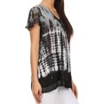 thumbnail image 4 of Sakkas Violet Embroidery Tie Dye Sequin Accents Blouse / Top - Black - Plus Size, 4 of 5